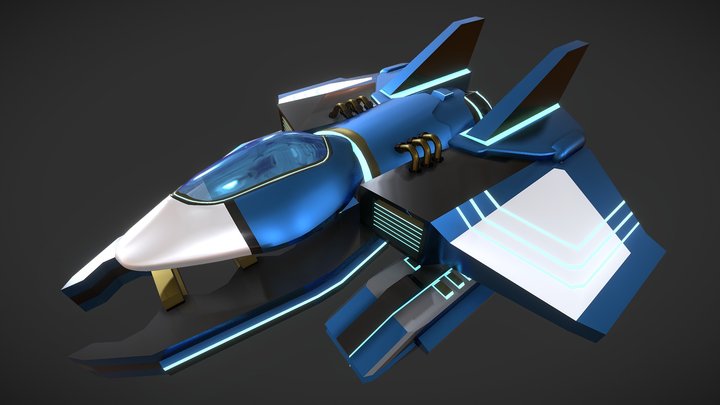 Sci-Fi Ship (Blue Blitz) 3D Model
