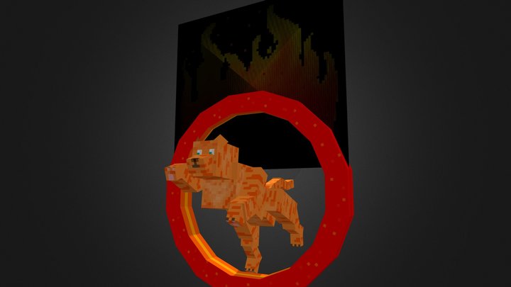 Tiger jumping into a ring of fire 3D Model