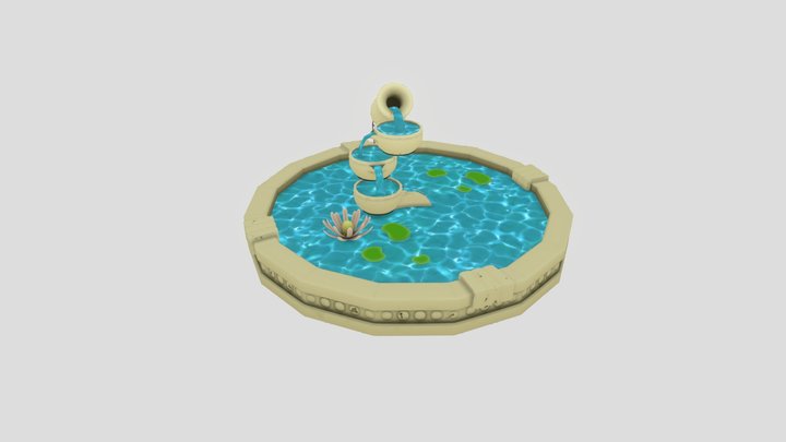 Stylized Water Fountain 3D Model