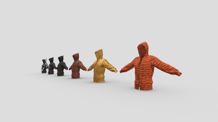 Clothes _6 different hoodies 3D Model