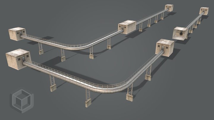 Ultra Low Poly Pipeline Set 3D Model
