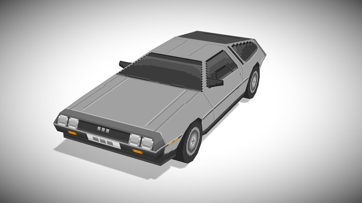 Pixel Delorean 3D Model