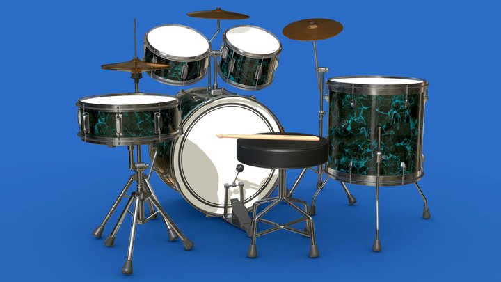 Drumset - Percussion Instrument 3D Model