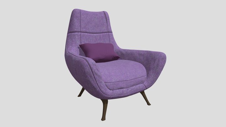 Modern Purple Armchair 3D Model 3D Model
