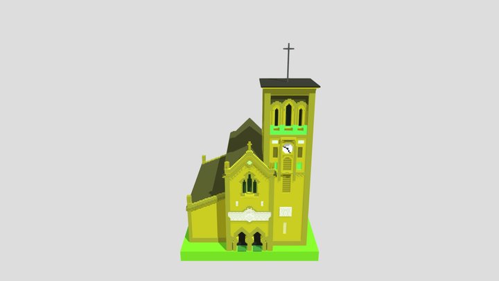 Church pixel art 3D Model