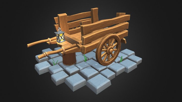 Wooden Cart 3D Model
