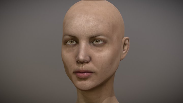 Female Head Textured 3D Model