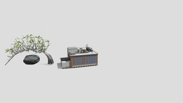 MainBuild with Rock and Tree 3D Model