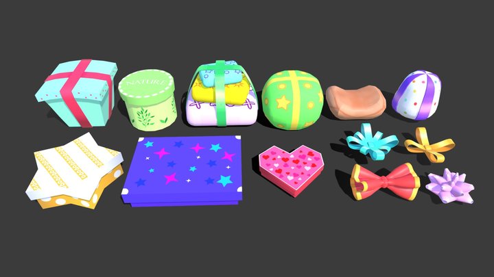 Cartoon gifts box 3D Model