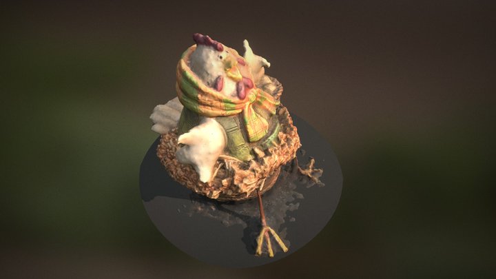 Chicken raised in a nest 3D Model