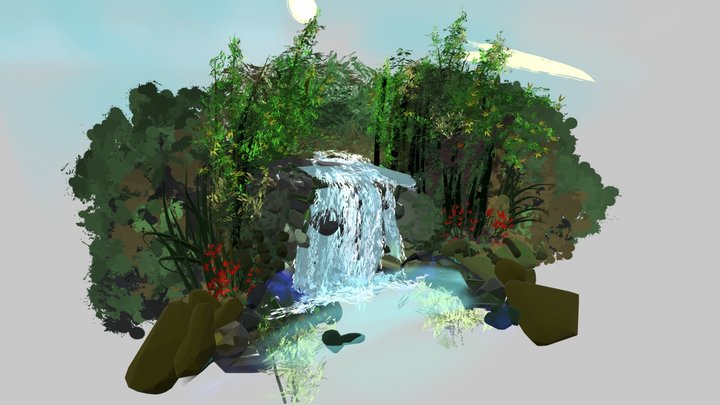 Butterfly Waterfall 3D Model