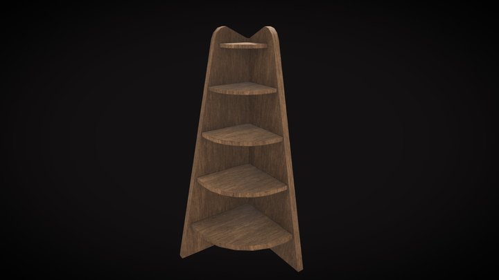 Modern Wooden Corner Shelf Unit 3D Model