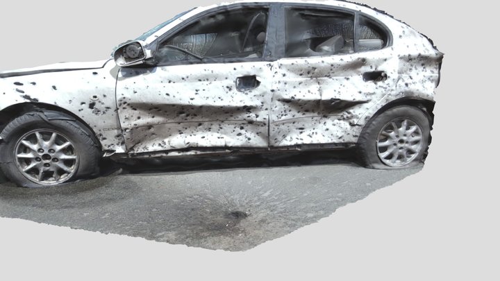 Ukraine civilian passenger car hit with mortal 3D Model