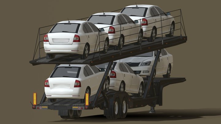 Car Transport Trailer 3D Model