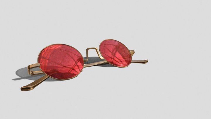 Sunglasses Red Retro 3D Model
