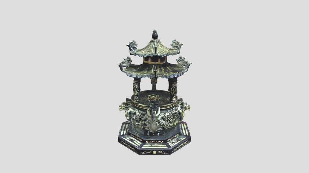 Ornate Dragon Incense Burner 3d Model