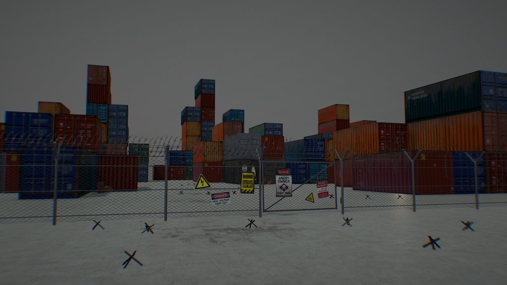 Apocalypse Scene. Shipping container port