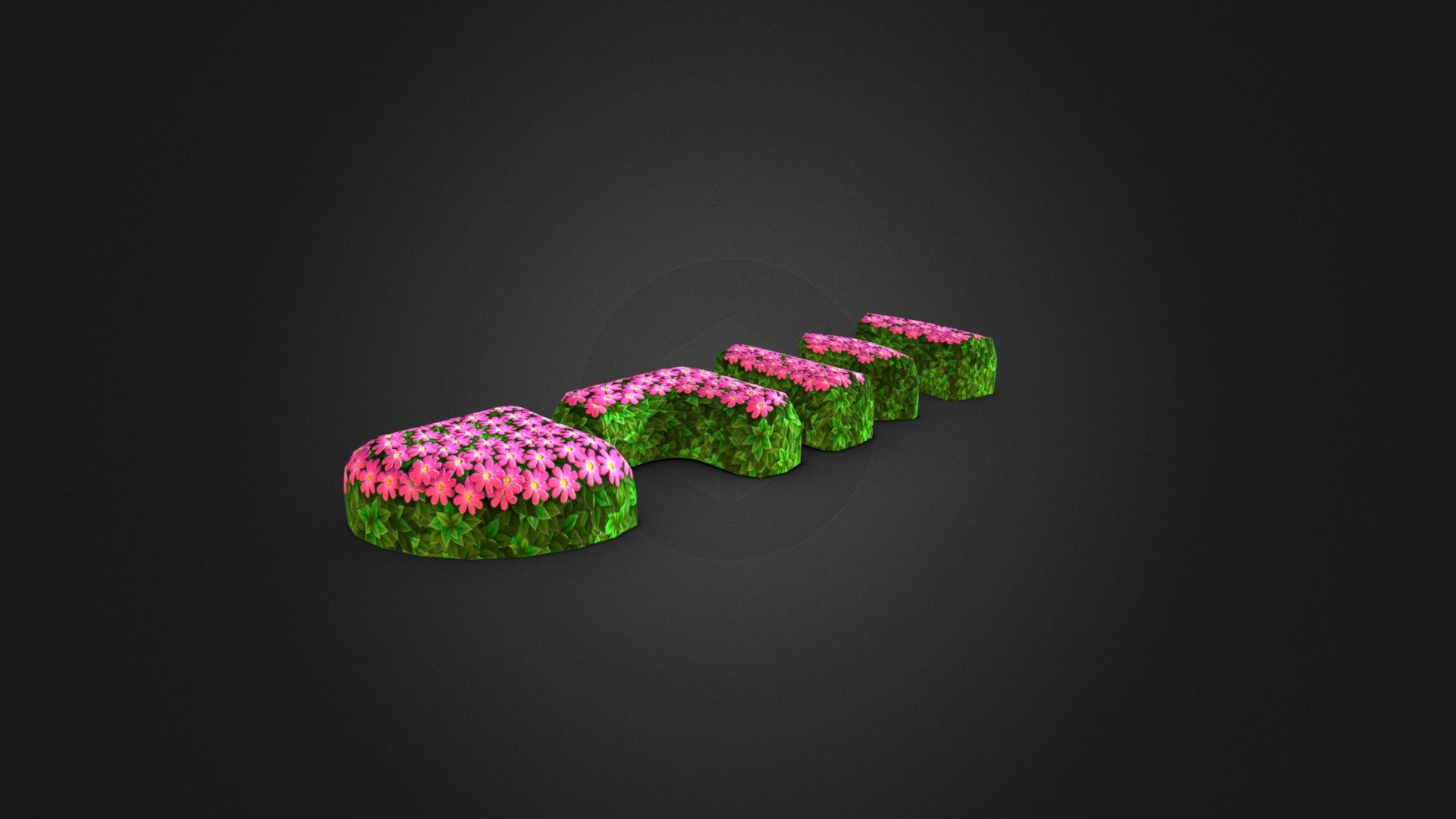 Game asset - modulated flowering shrubs
