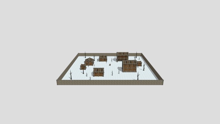 Secluded Village in the Snow - Modular Preview 3D Model