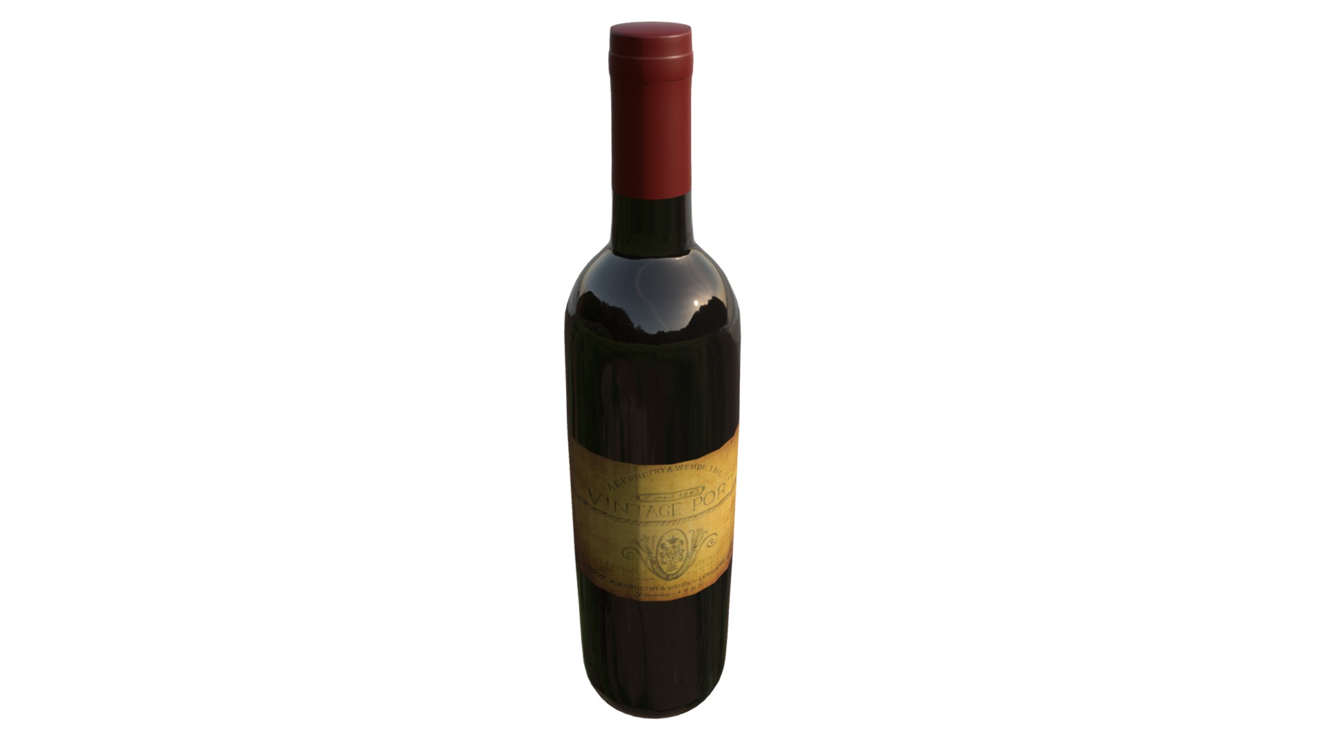 3D model Wine Bottle (Closed) - This is a 3D model of the Wine Bottle (Closed). The 3D model is about a bottle of liquor.