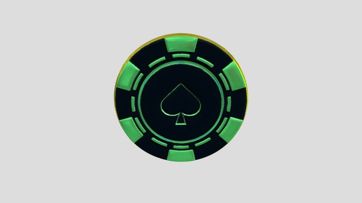 Neon Spade Poker Chip 3D Model