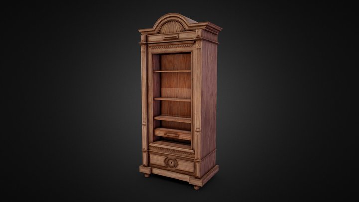 Wooden bookcase 3D Model