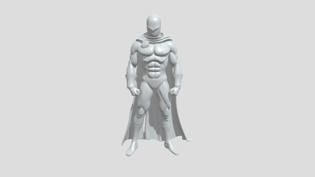 muscular cloaked superhero with featureless hea