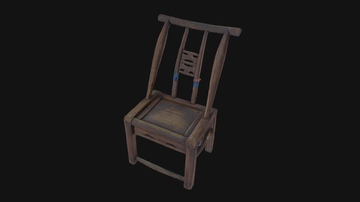 Retro Chinese 80s Chair 3D Model