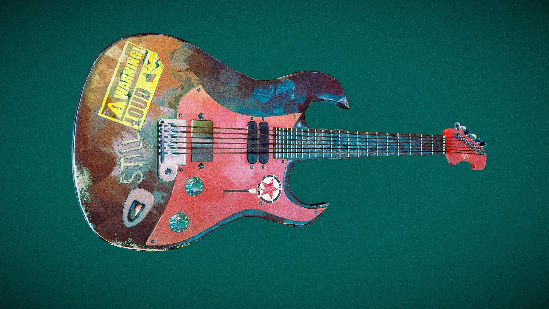 Stylized guitar - 3D model by Motley Studios (@motley_studios) [e7b280c ...