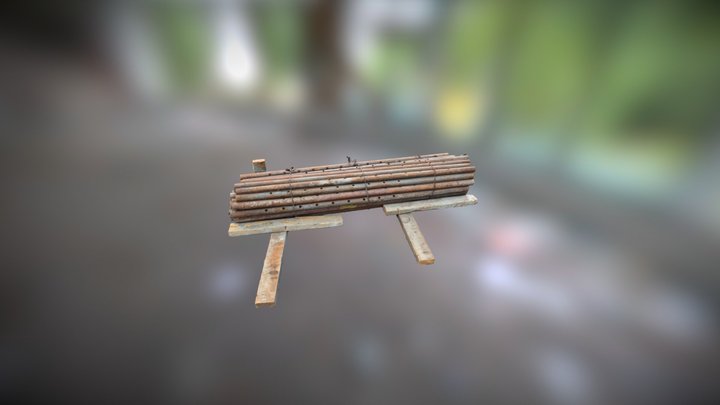 Stack of metal pipes 3D Model