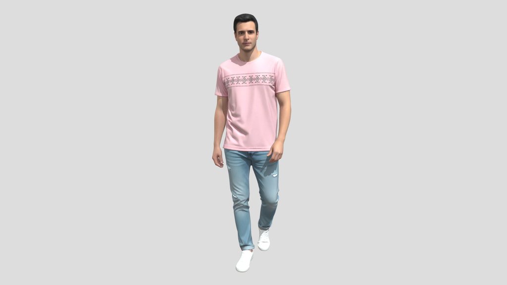 Pink Patterned T-Shirt with Jeans