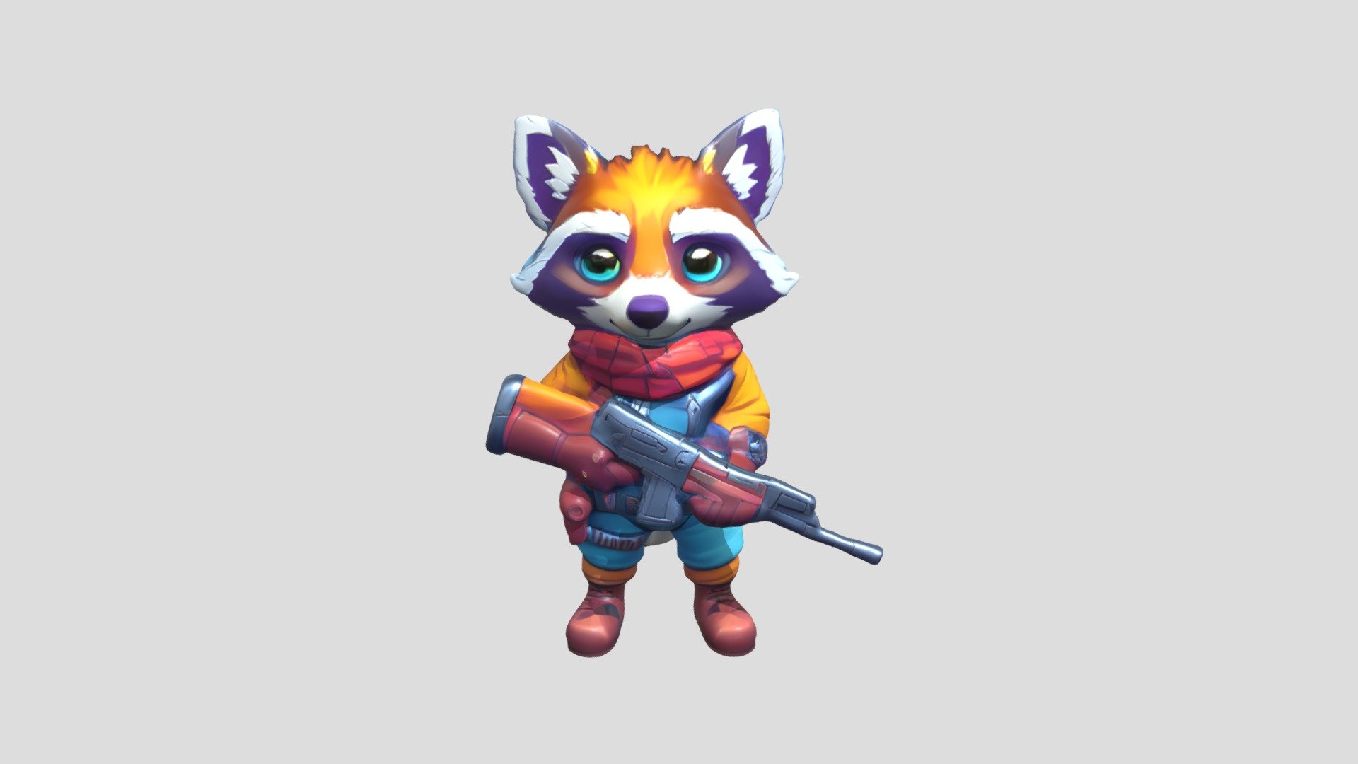 cartoon raccoon with gun - 3D model by 2133124dsaas [e7b770a] - Sketchfab