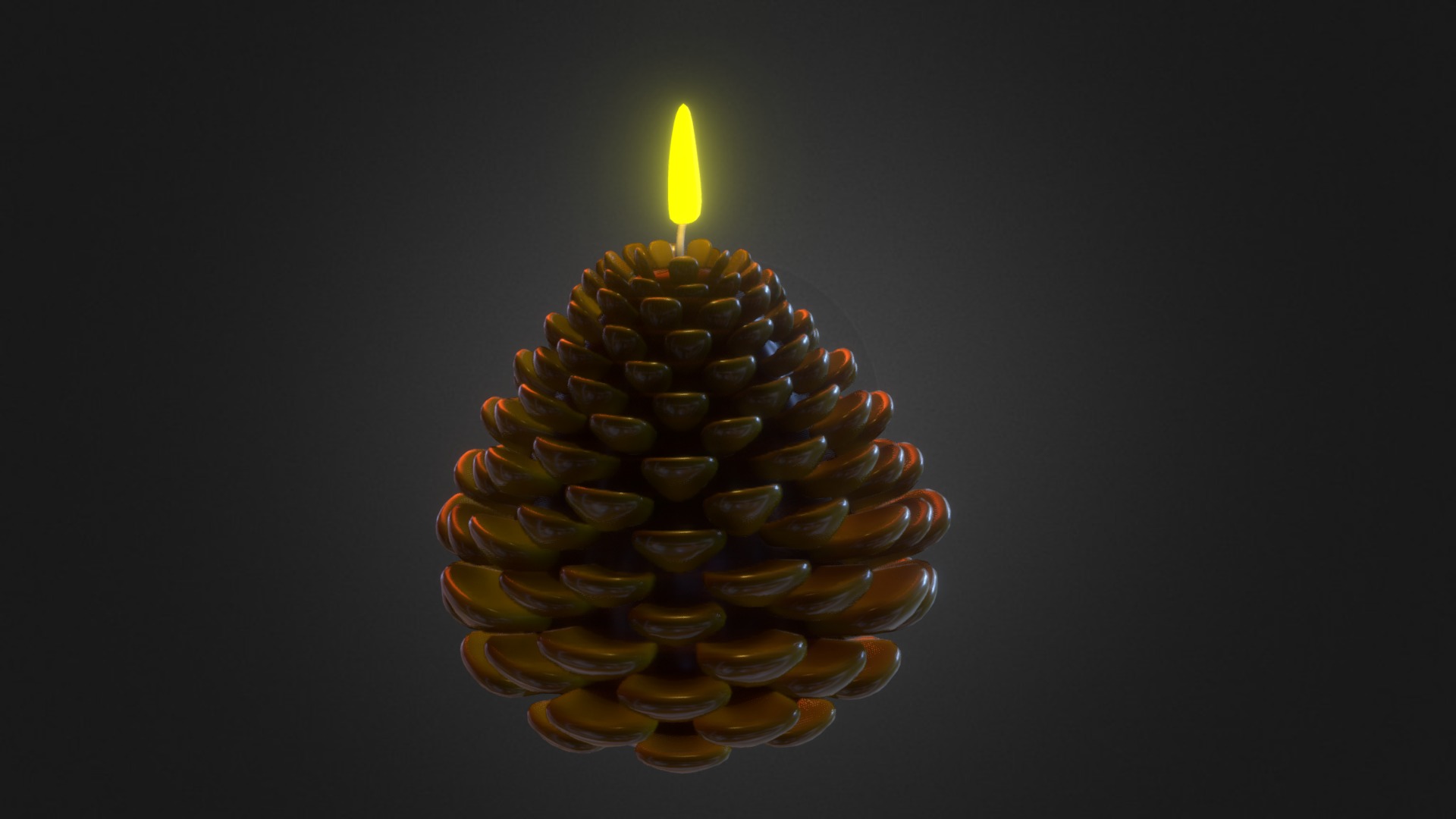 3D model Candle Pine Cone - This is a 3D model of the Candle Pine Cone. The 3D model is about a lit candle in a glass holder.
