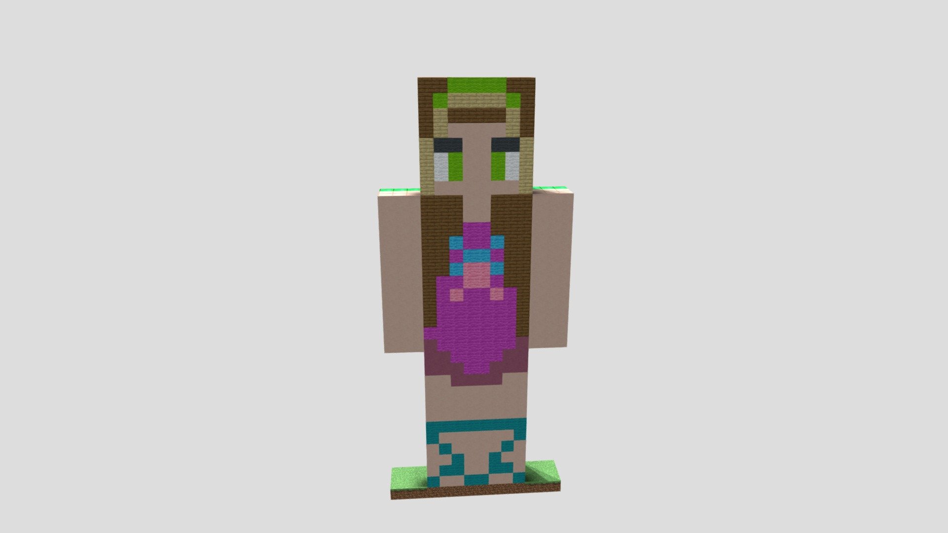Пиксель арт Яркая девушка в Minecraft