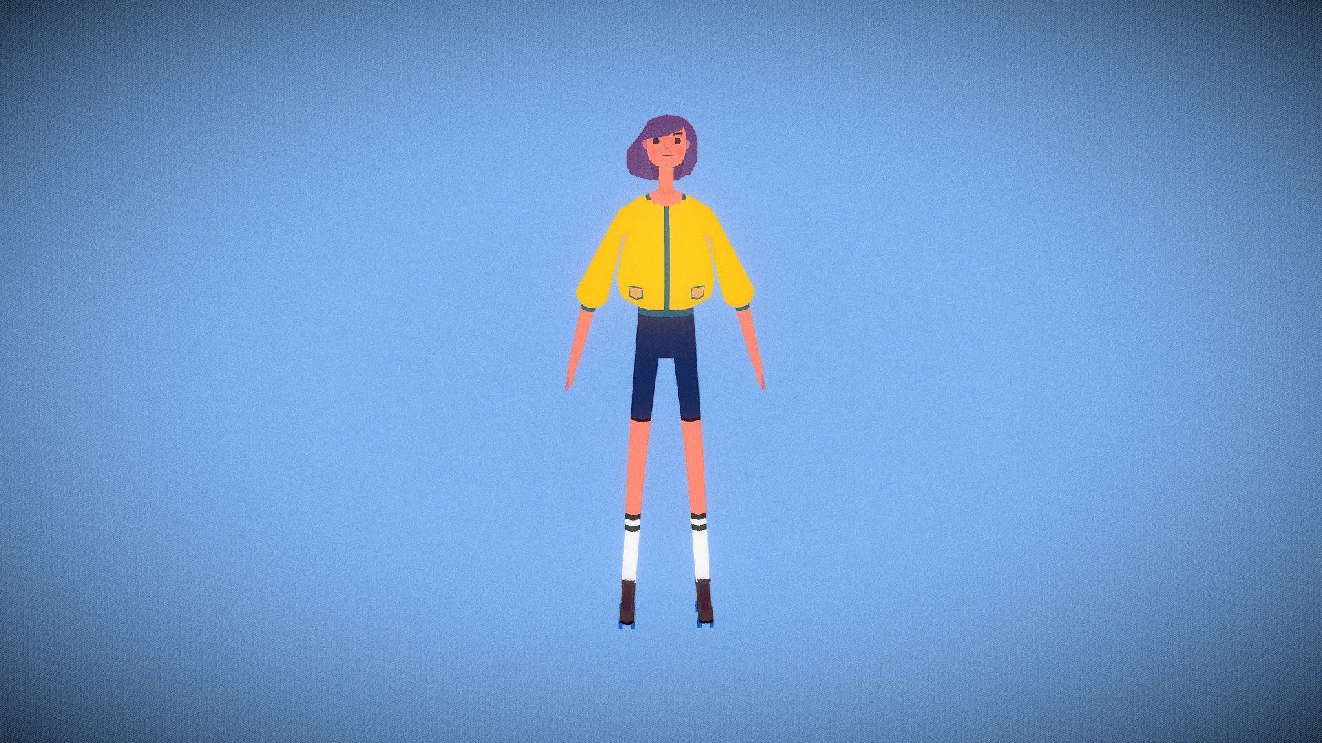 Low Poly Girl in Skate Shoes