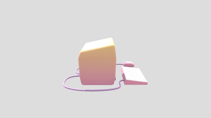 Pink Retro Computer 3D Model