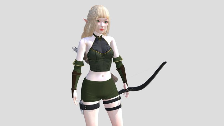 Elf Archer Female Character - Blender UE5 Unity 3D Model
