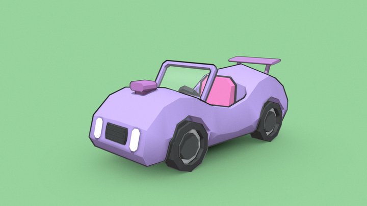 Lowpoly Toon Car (outlined) 3D Model