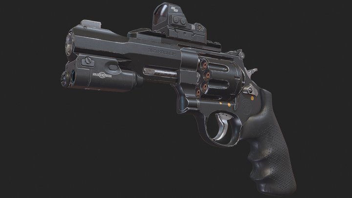 Low Poly Revolver .357 magnum Game Ready