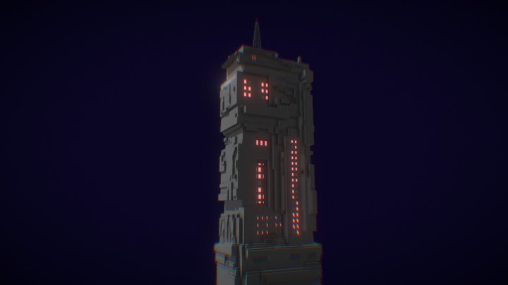 Cyberpunk skyscraper 3D Model