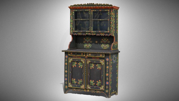 Painted folk cupboard – Gratis 3D-model STL