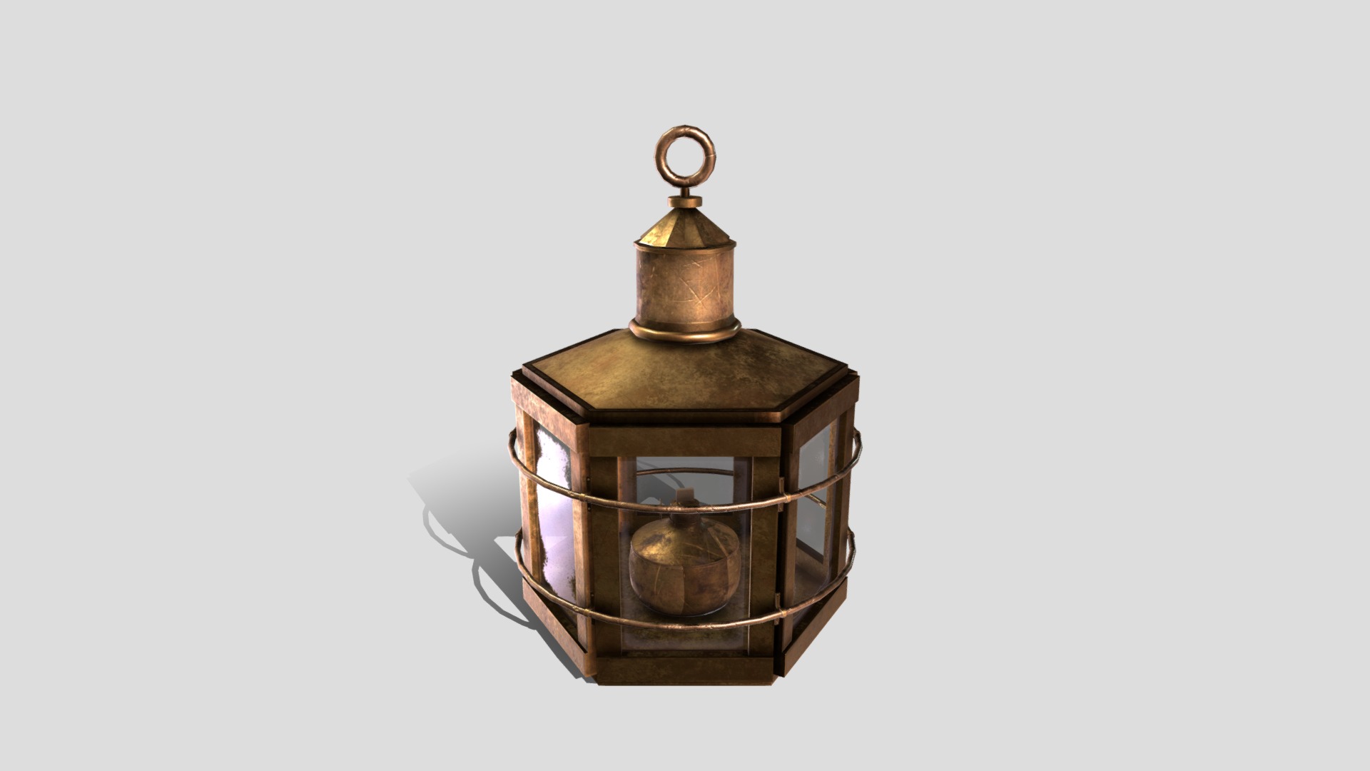 3D model Antique Oil Lamp - This is a 3D model of the Antique Oil Lamp. The 3D model is about a gold and silver bell.