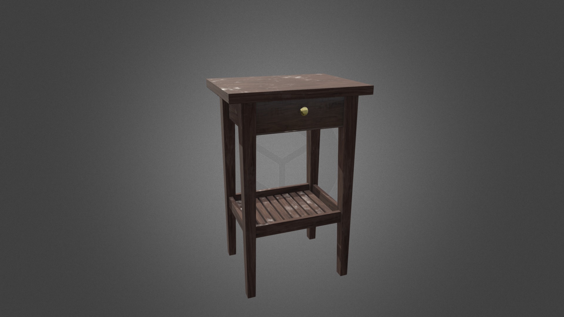3D model Bedside Table - This is a 3D model of the Bedside Table. The 3D model is about a wooden table with a chair.