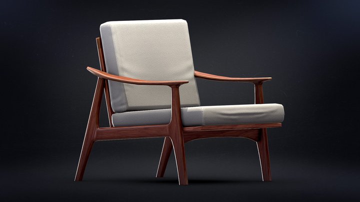 Mid-Century modern vintage teak easy chair 3D Model