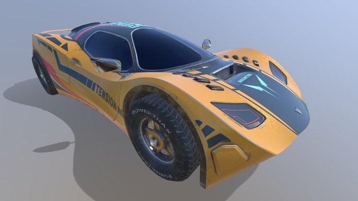 Yellow Dusty Sportscar 3D Model