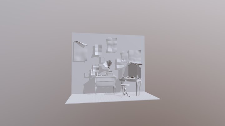 Low Res--Run Down Dressing Room 3D Model