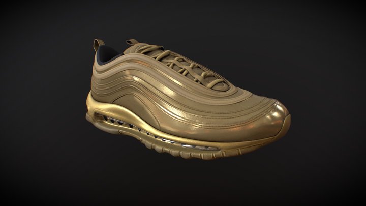 Gold Nike Air Max 97 Sneaker 3D Scan 3D Model