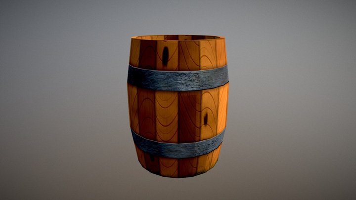 Simple Wooden Barrel 3D Model