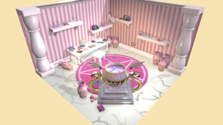 Witch's Pastel Potion Brewing Room 3D Model