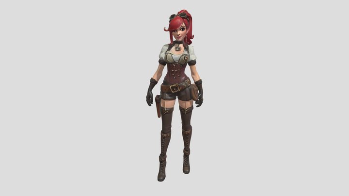 Chica_steampunk_tripo3d_rig 3D Model